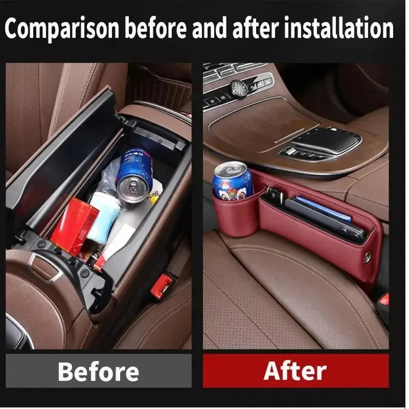 Jetour T1 / T2 / Dashing / X70 / X70 Plus / X90 Plus — PU Leather Seat Gap Storage Box & Bottle Holder
