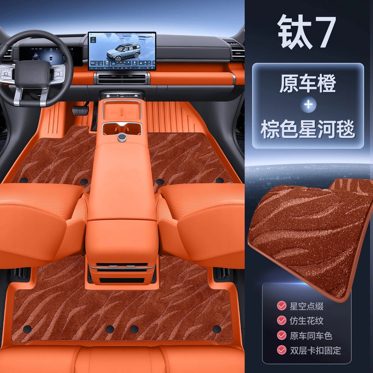 BYD Leopard / Titanium 7 — Full-Coverage 3D TPE Floor Mats, 5-Seat Set (2025)