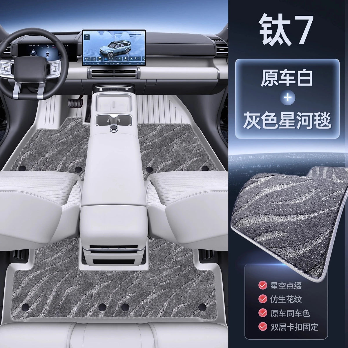 BYD Leopard / Titanium 7 — Full-Coverage 3D TPE Floor Mats, 5-Seat Set (2025)