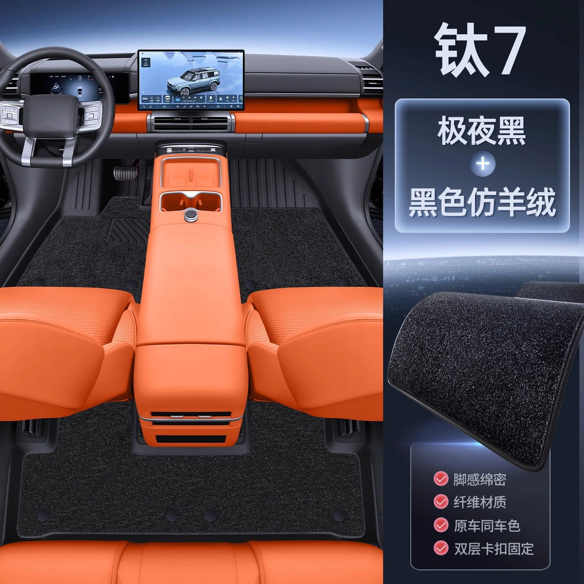 BYD Leopard / Titanium 7 — Full-Coverage 3D TPE Floor Mats, 5-Seat Set (2025)