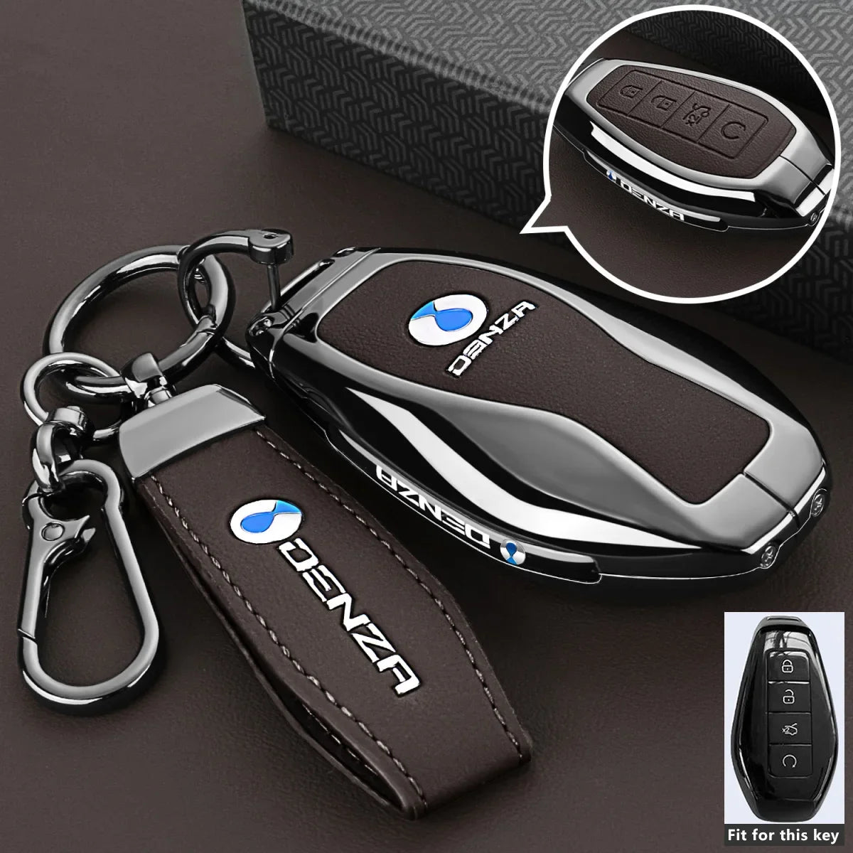 Denza B5 / B8 — Zinc Alloy Smart Key Fob Case & Keychain (2025–2026)
