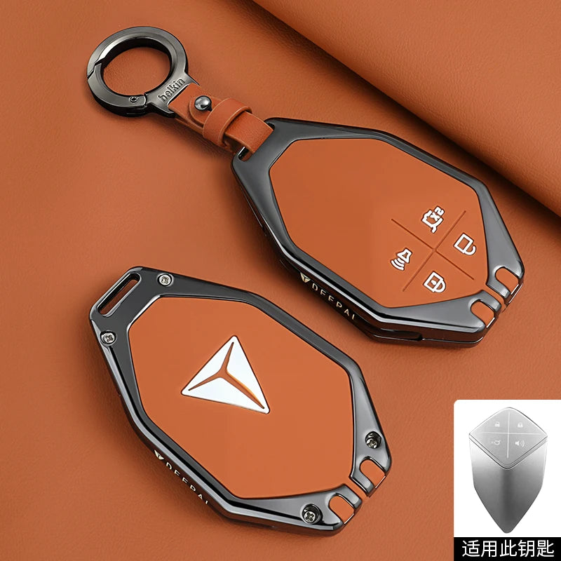 DEEPAL S05 / S07 Extended Range / G318 — Zinc Alloy & Leather Key Fob Case & Keychain (2023–2025)