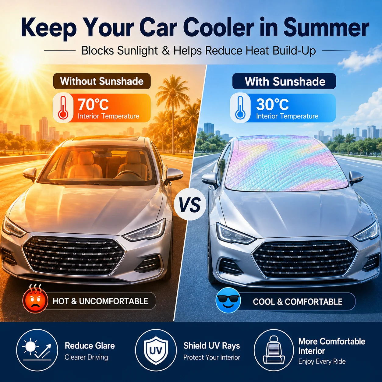 Universal Windshield & Sunroof Cover — All-Weather UV, Heat, Snow & Frost Protection