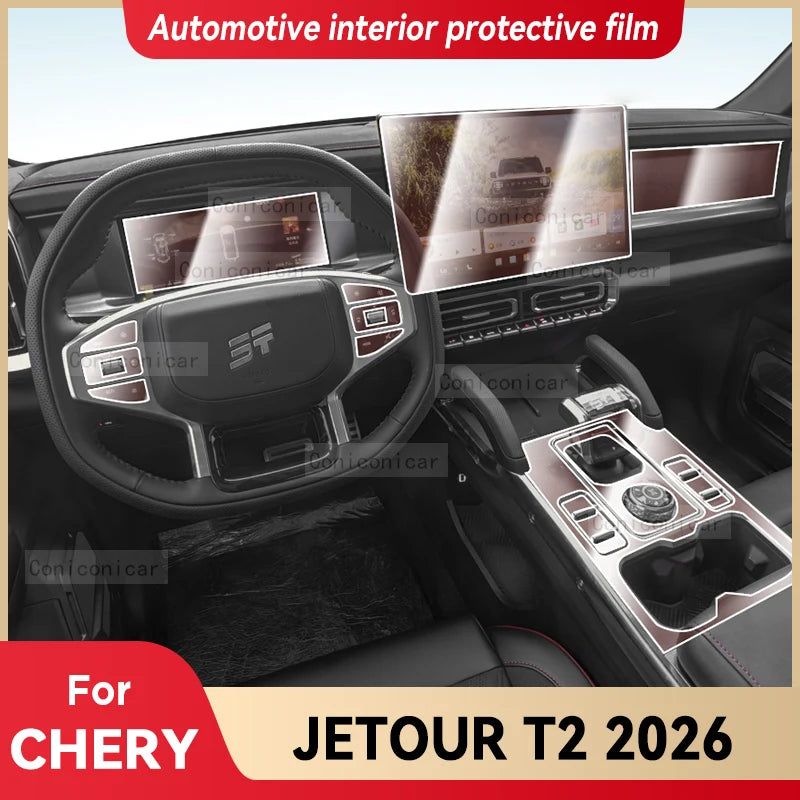 Jetour T2 2026 — Transparent TPU Interior Centre Console Protective Film