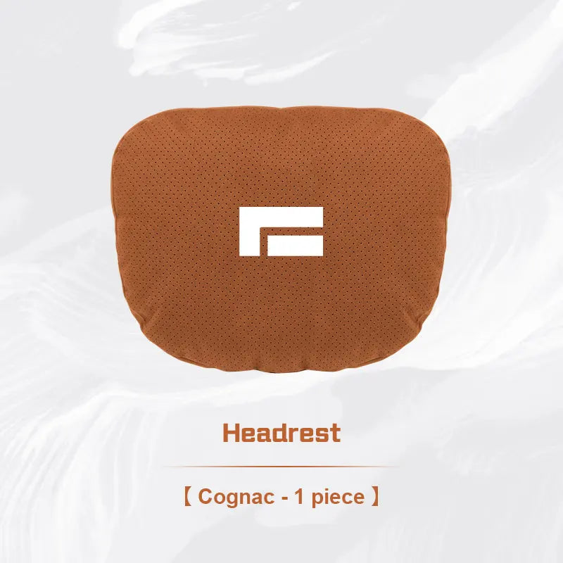 ROX 01 — Suede Neck Headrest & Lumbar Support Cushion Set