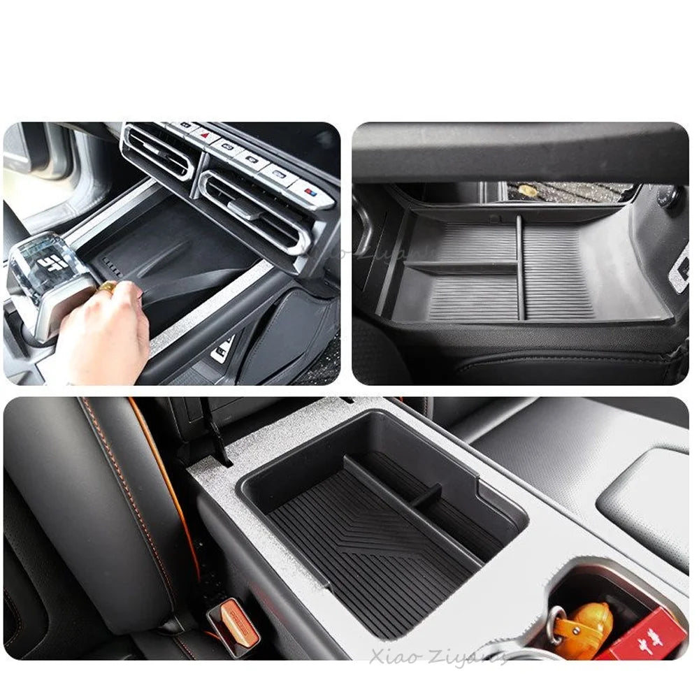 Jetour T1 — Centre Console Storage Box, Wireless Charging Pad & Cup Holder Cover (2024–2026)