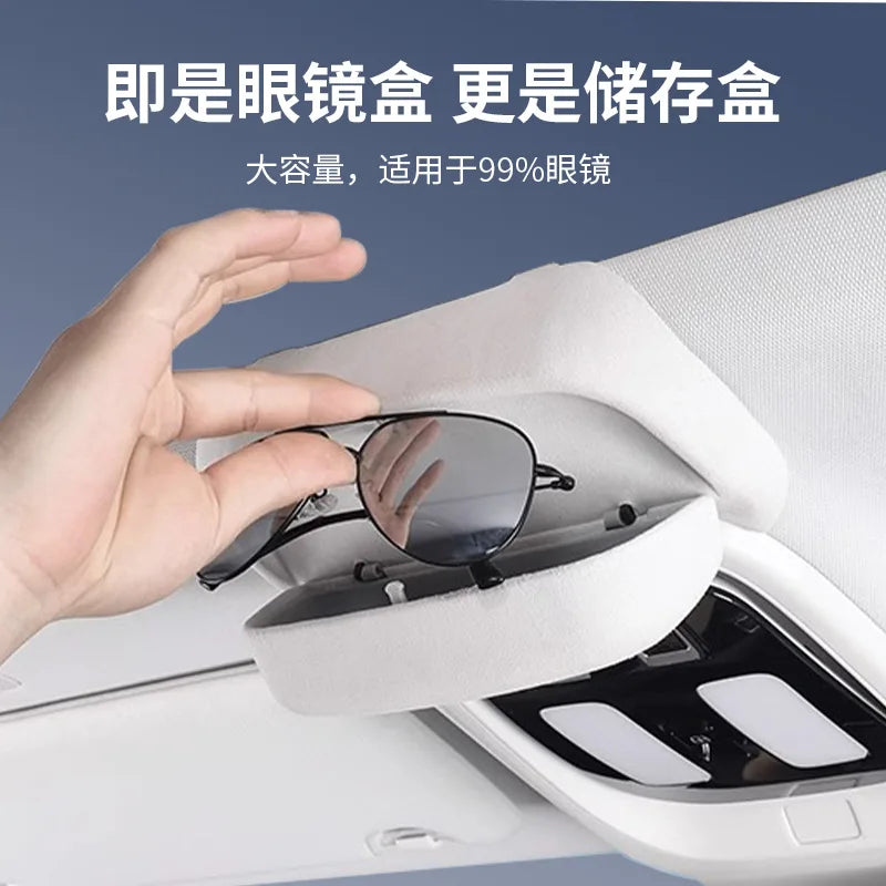 DEEPAL G318 — Suede Roof-Mounted Sunglasses Holder & Multi-Function Storage Case