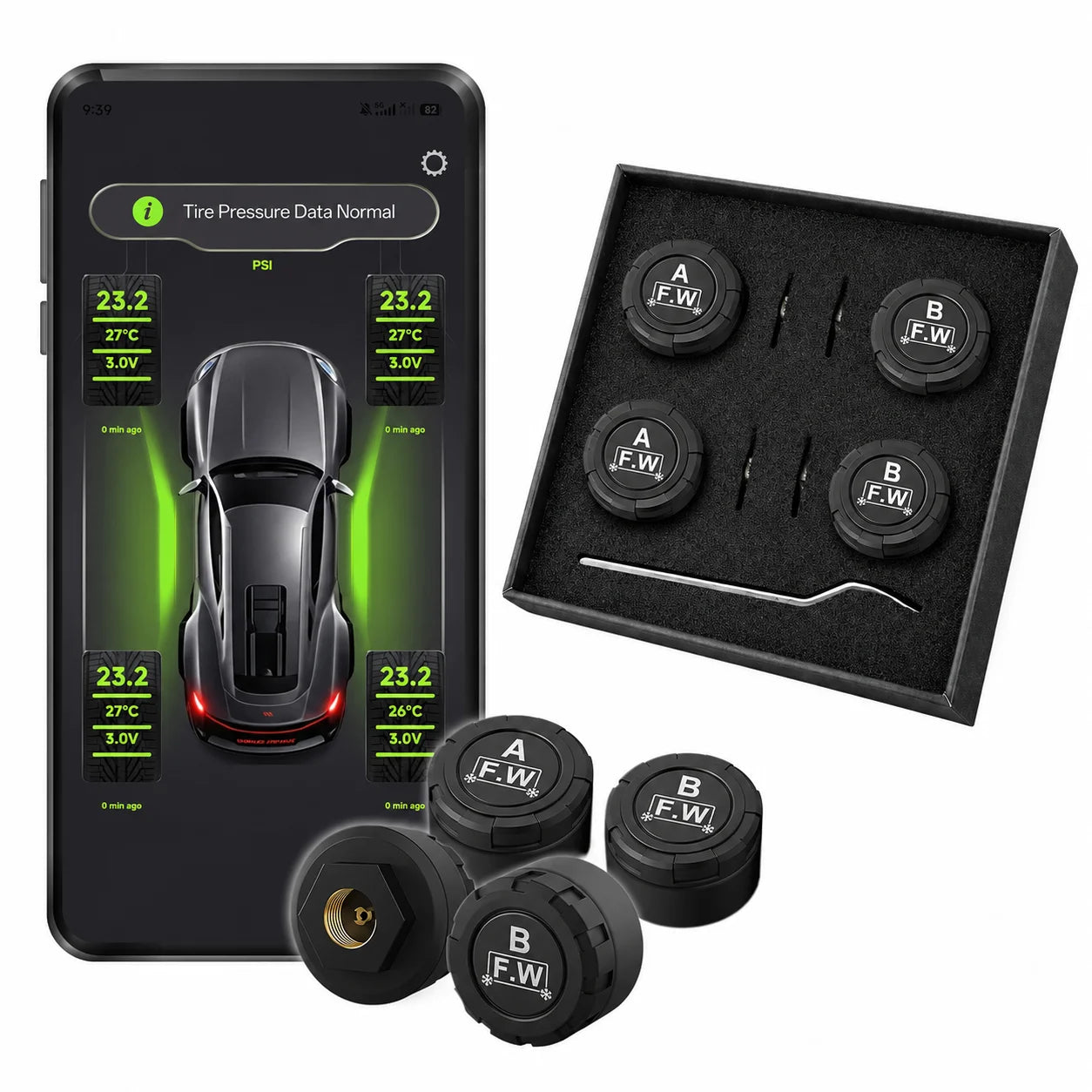 Neelyke Bluetooth Tyre Pressure Monitoring System (TPMS) — App-Based Real-Time Pressure & Temperature Alerts (T05-04)