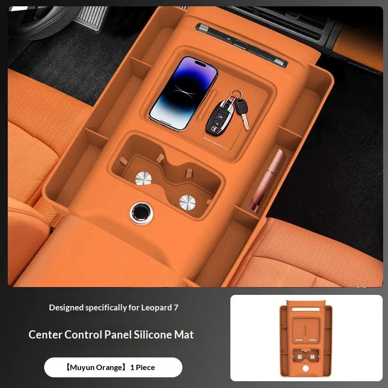 BYD Leopard Ti7 / Titanium 7 — Silicone Central Control Wireless Charging Pad, Cup Holder & Gear Protection Set