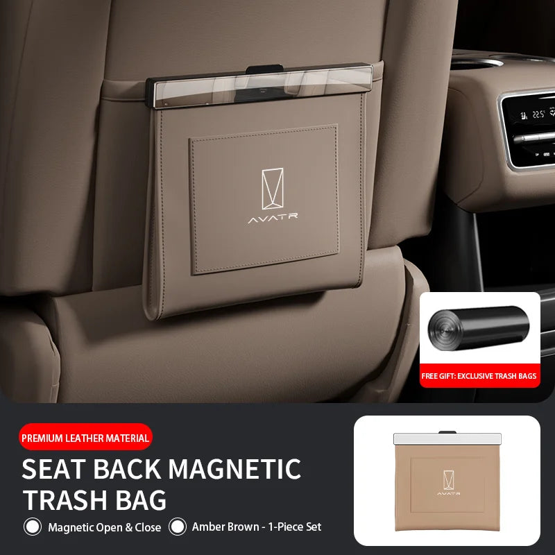 Avatr 06 / 07 / 11 / 12 — PU Leather Magnetic Seat Back Rubbish Bin