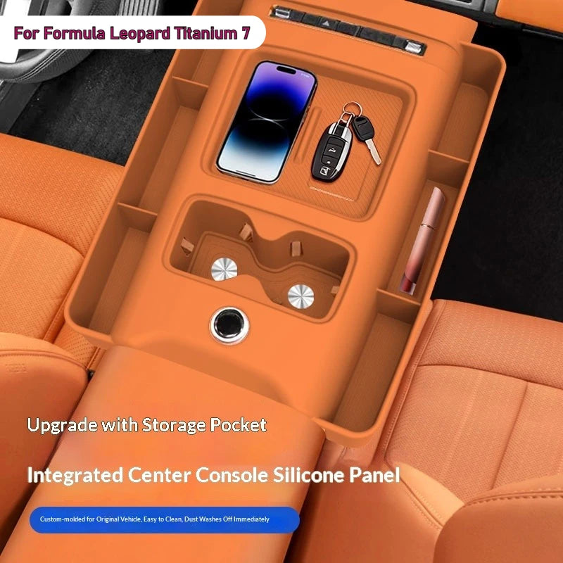 BYD Leopard Ti7 / Titanium 7 — Silicone Central Control Wireless Charging Pad, Cup Holder & Gear Protection Set