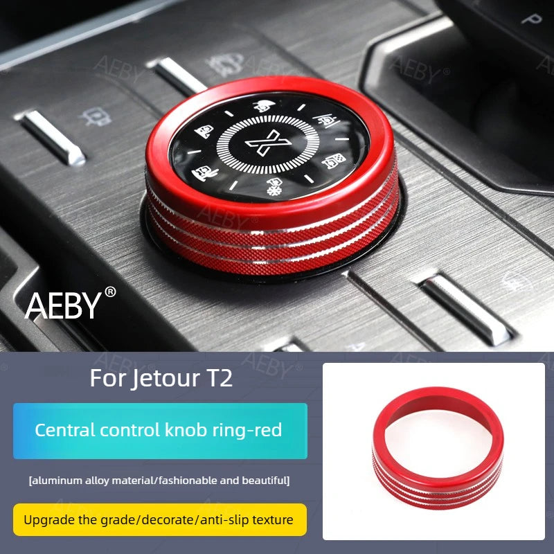 Jetour T2 — Aluminium Alloy Drive Mode Knob Trim Ring & Air Outlet Cover Kit