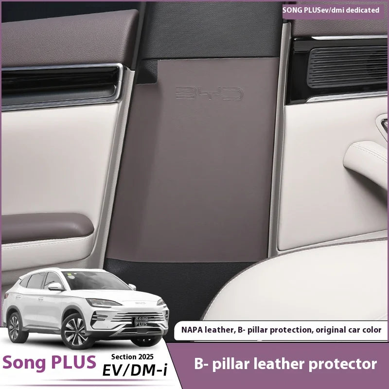 BYD Song Plus DMI / Seal U / Sealion 6 — Leather B-Pillar Scratch Protector & Seat Belt Buckle Guard