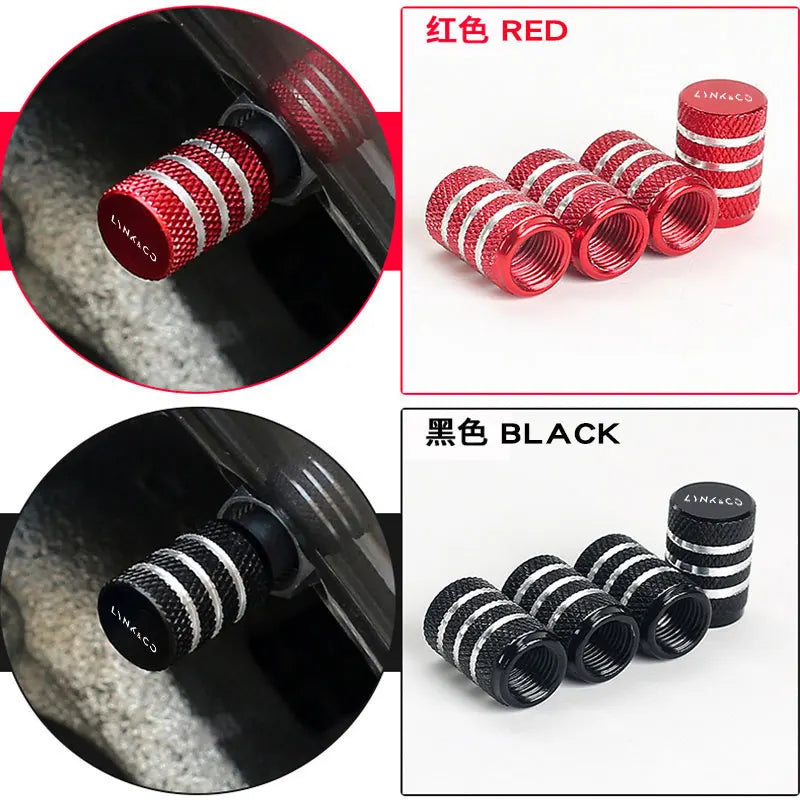 Lynk & Co — Alloy Laser-Engraved Tyre Valve Caps Set (01 / 02 / 03 / 05 / 06 / 09)