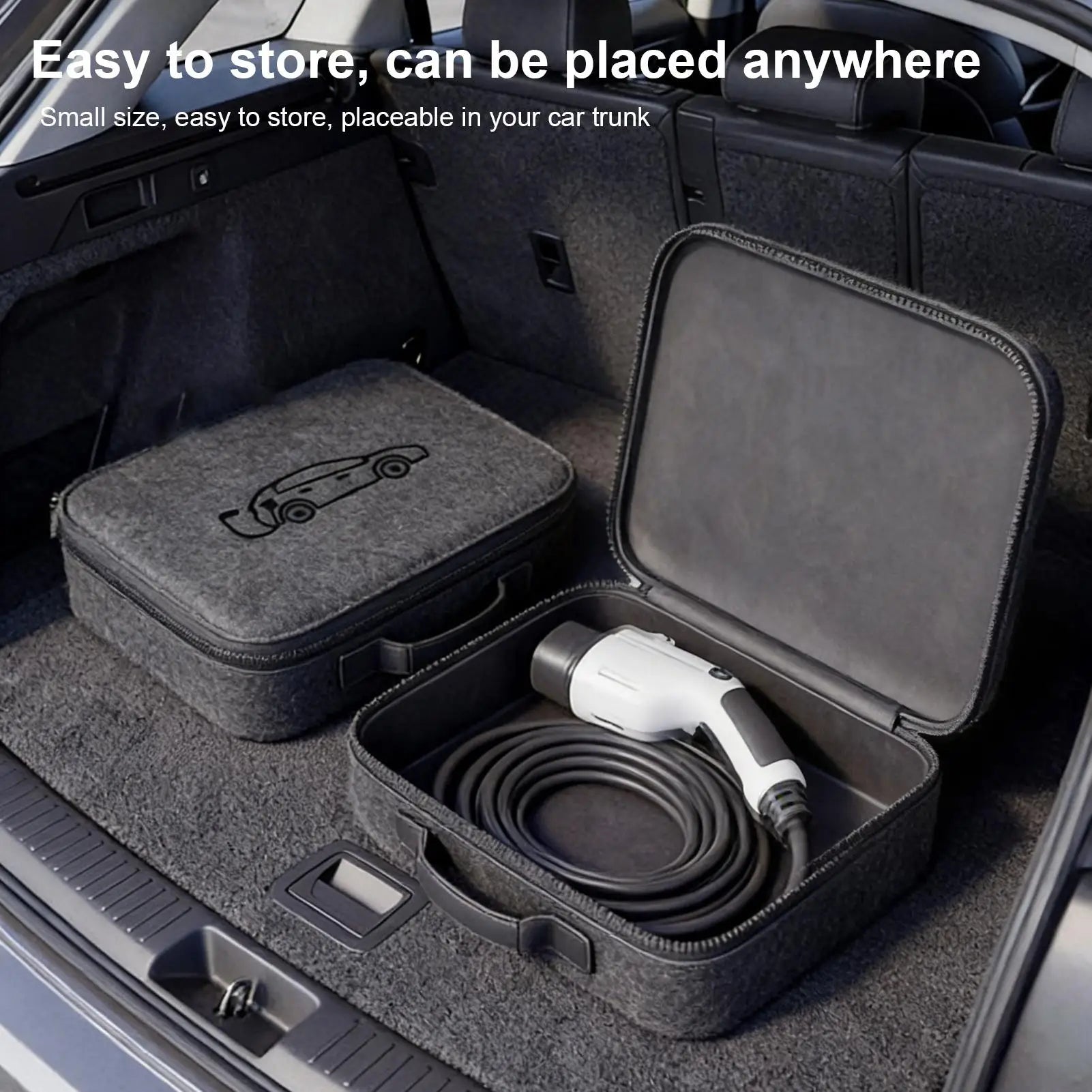 EV Charger Cable Storage Bag — Felt Organiser with Elastic Straps & All-Weather Protection