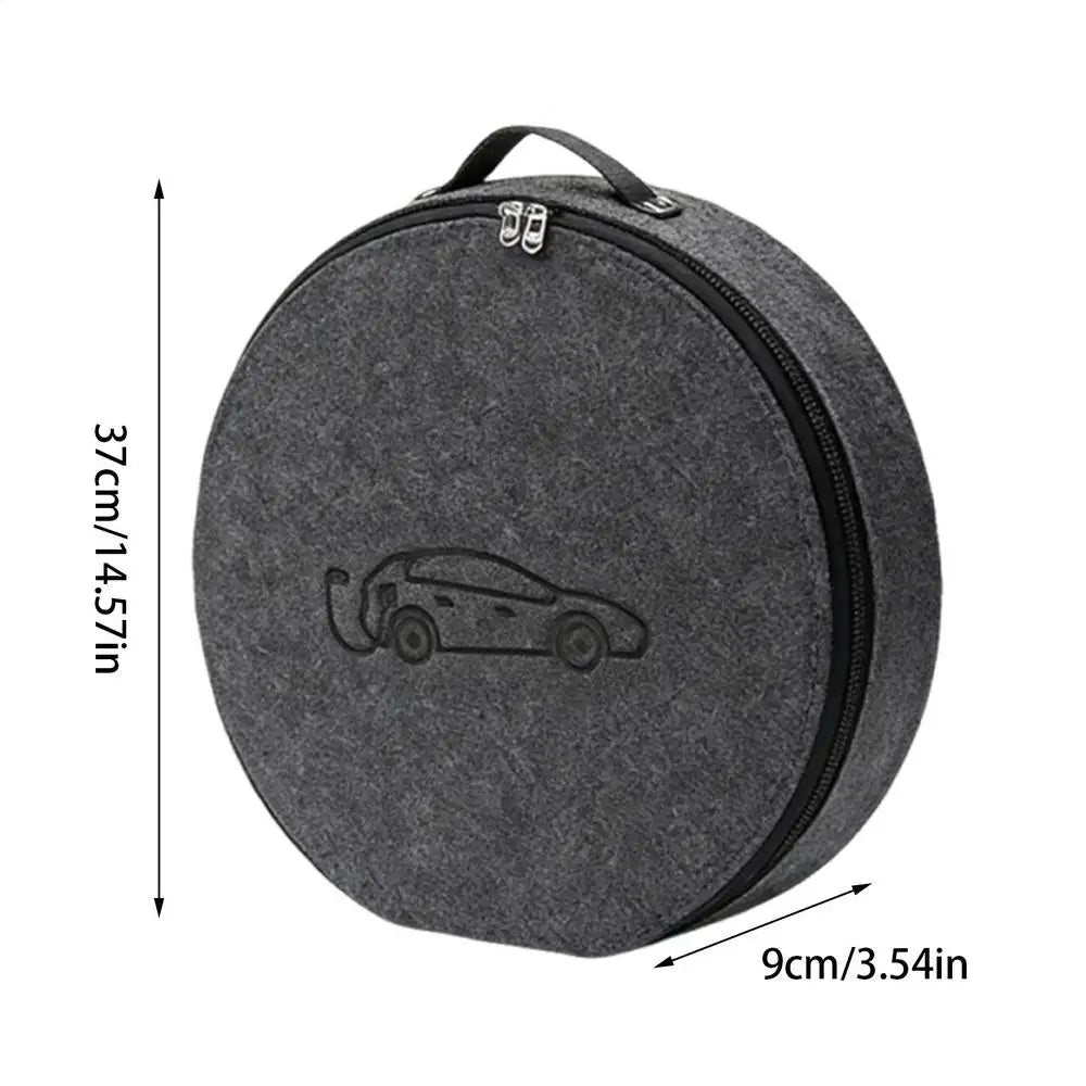 EV Charger Cable Storage Bag — Felt Organiser with Elastic Straps & All-Weather Protection