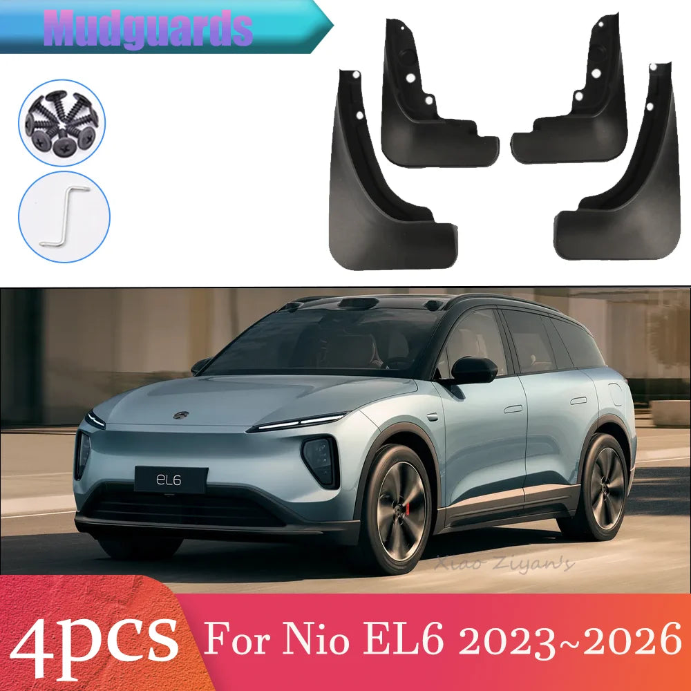 NIO EL6 — Full Set Front & Rear Mud Flaps & Mudguard Fenders, Set of 4 (2023–2026)